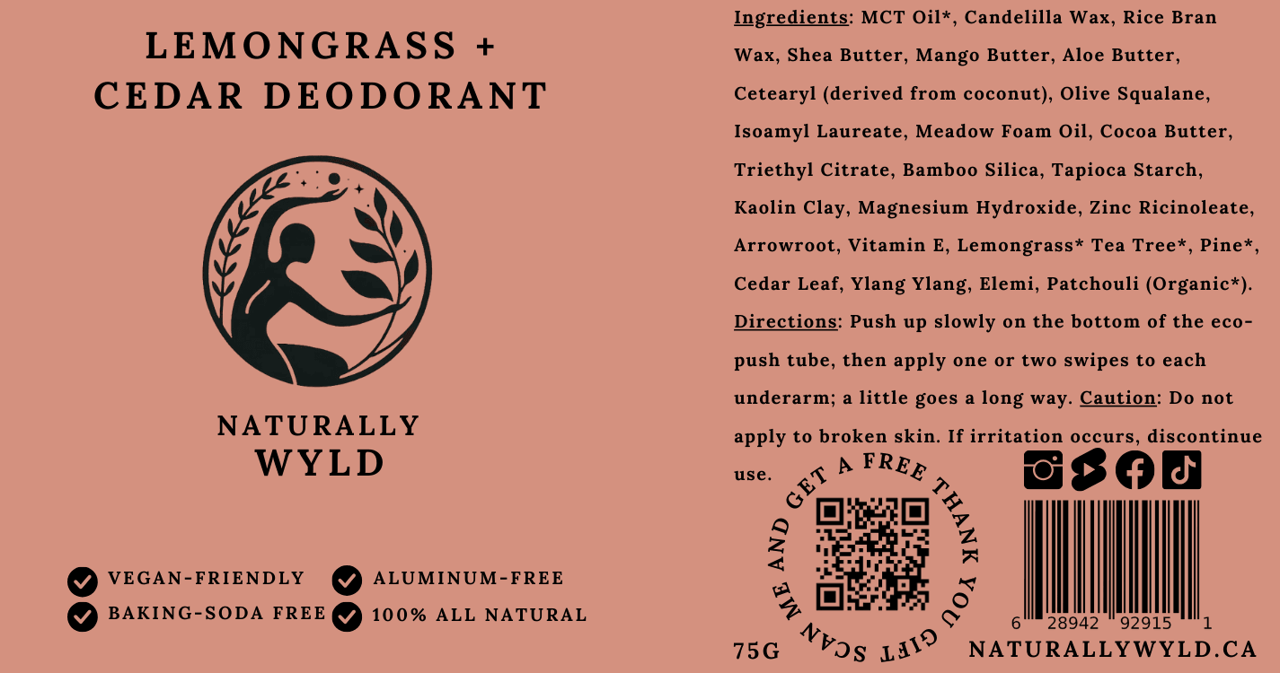 Lemongrass + Cedar All-Natural Deodorant (75g)