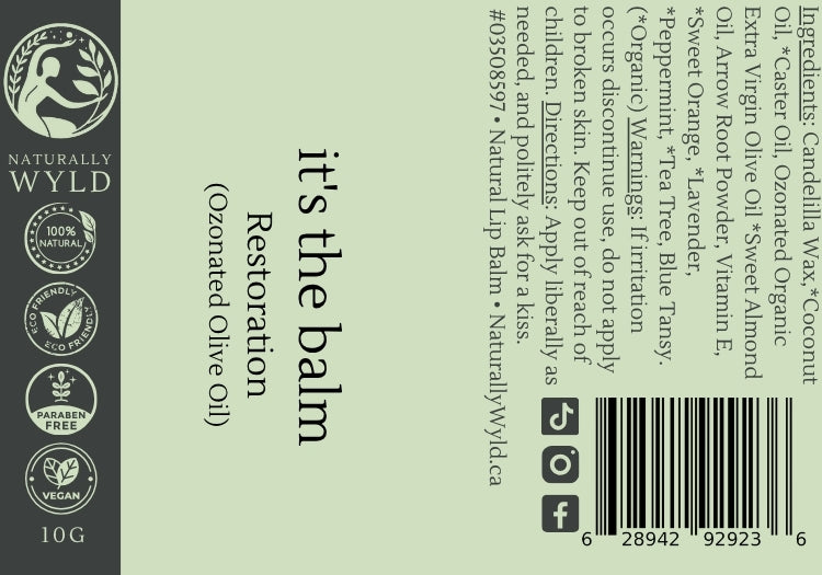 Ozonated Olive Oil Lip Balm, All-Natural, Eco-Friendly 10g Tube (2x the size)