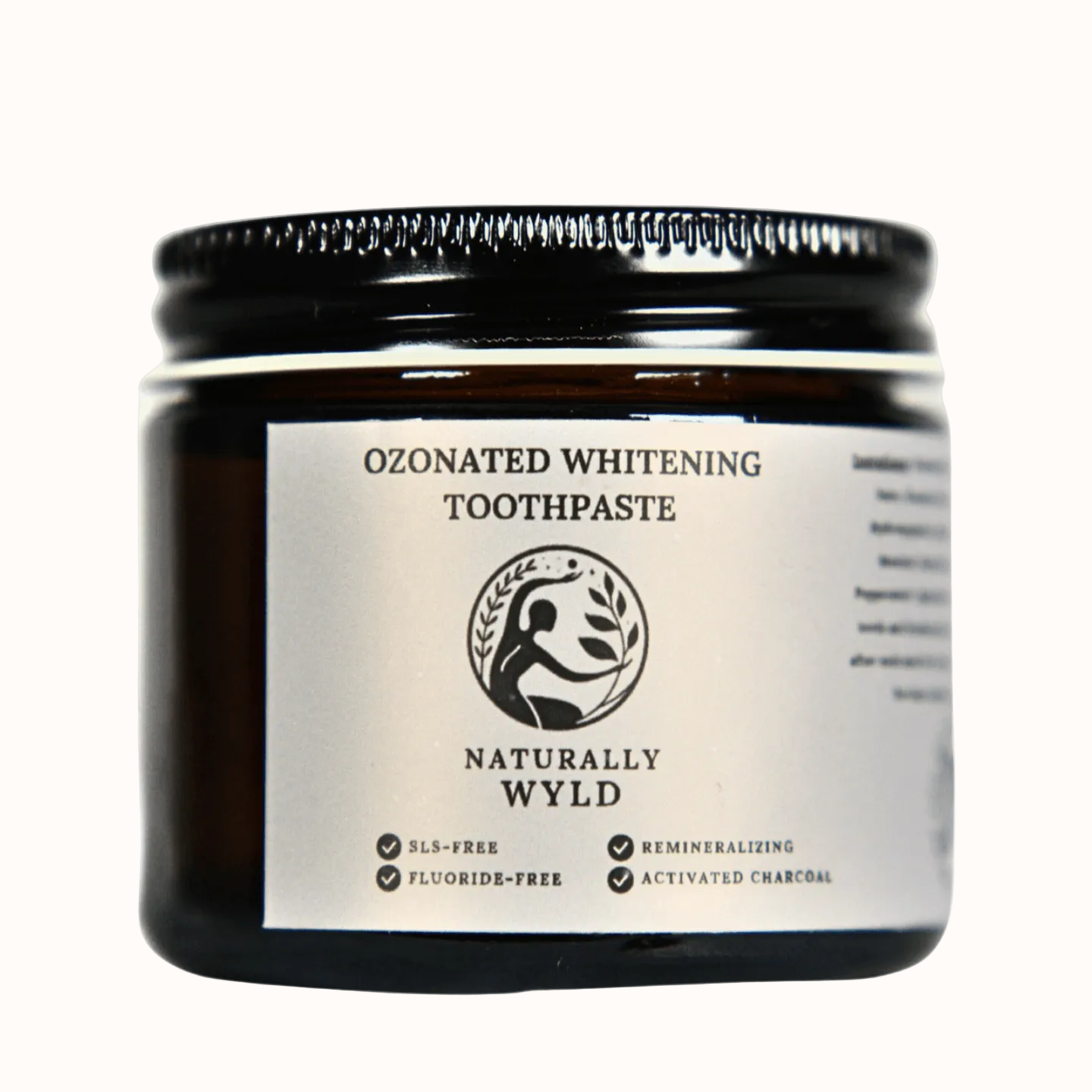 Naturally Wyld Whitening Toothpaste, Front label, ozonated oils, Ozonated toothpaste, natural toothpaste, SLS Free, Fluoride Free