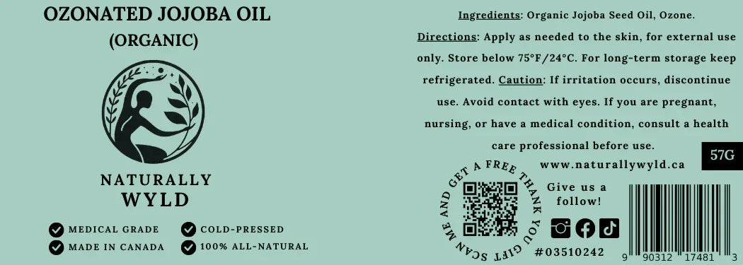 Ozonated Jojoba Oil Label
