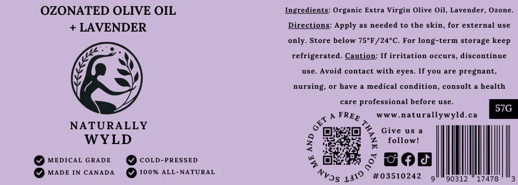 Ozonated Olive Oil plus Lavender Label