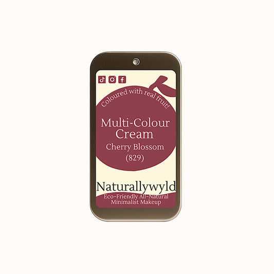 Cherry Blossom 3-in-1 fruit pigmented makeup balm in eco-friendly metal tin