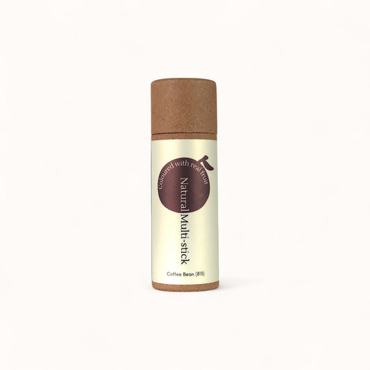 Coffee Bean Multi-Stick label – natural vegan lip, cheek, and eye colour made with fruit pigments