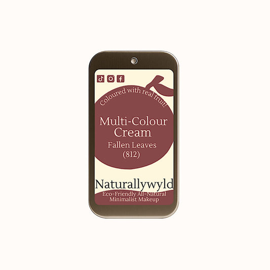 Fallen Leaves cream multi-stick in 5g tin – cranberry-toned vegan makeup for lips, cheeks, and eyes