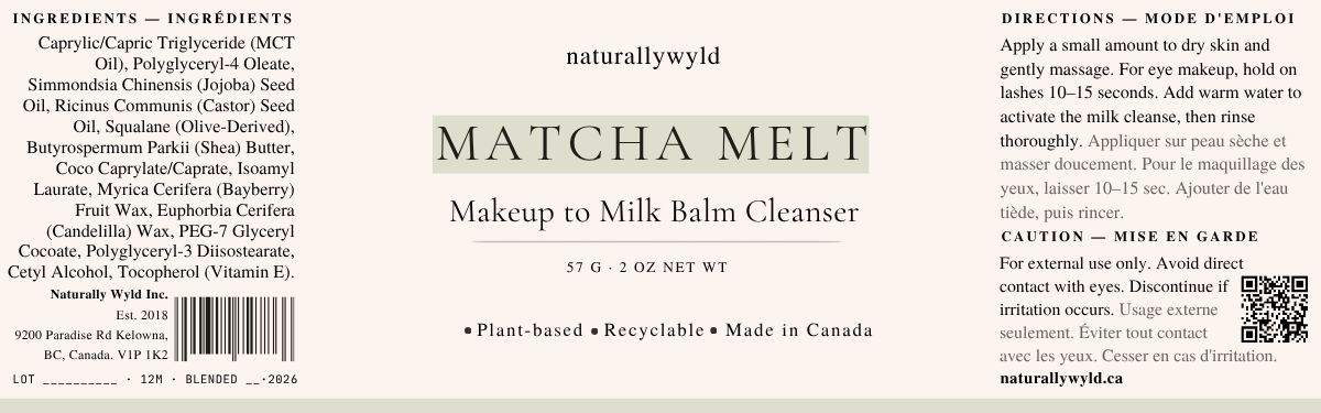 Matcha Melt balm-to-milk cleanser label