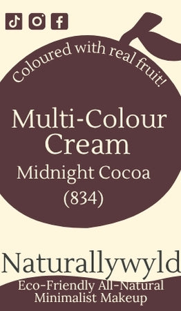 Midnight Cocoa Multi-Colour Cream label – vegan cream makeup in reusable tin, deep chocolate hue