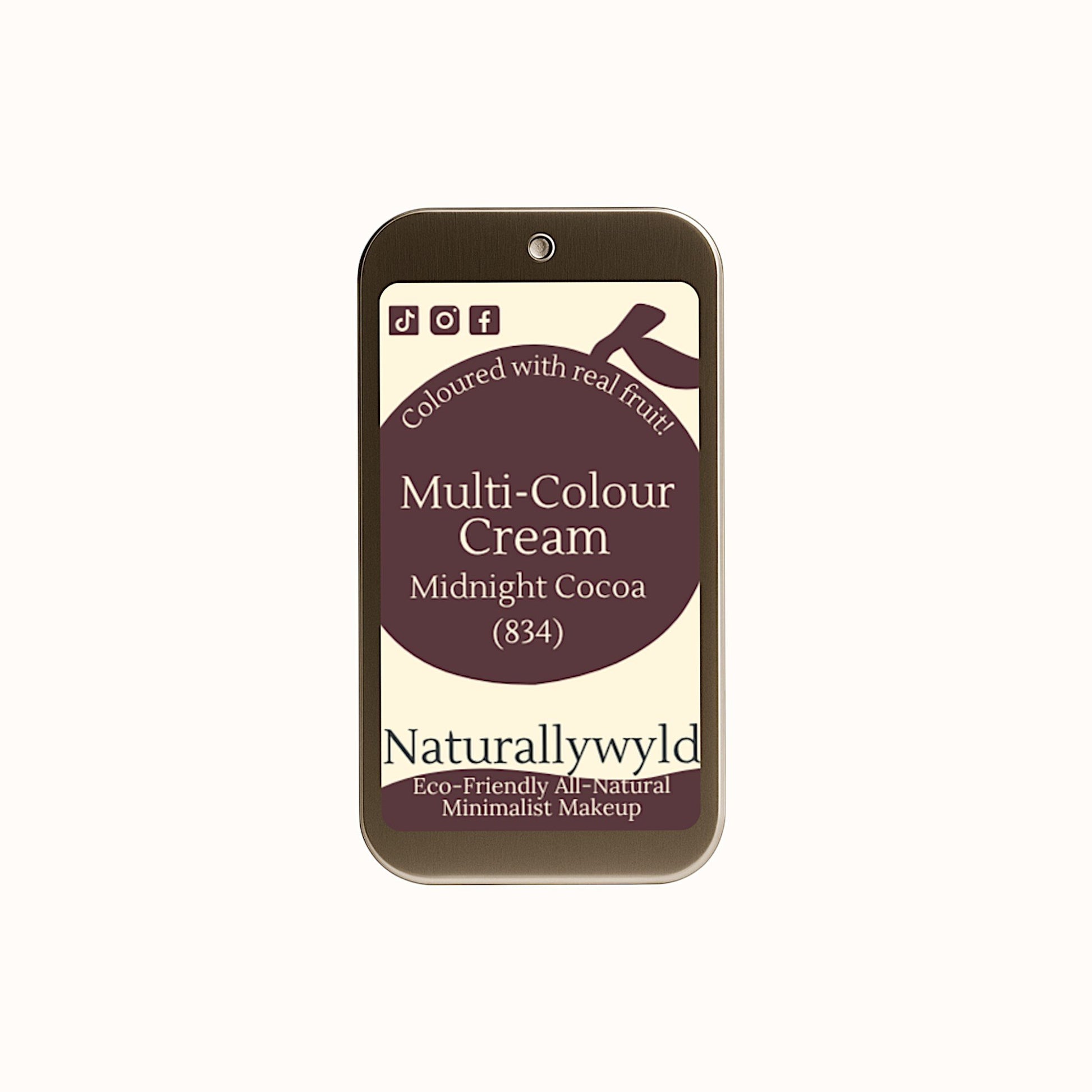 Midnight Cocoa fruit pigmented cream – natural lip, cheek, and eye colour in deep brown-plum tone