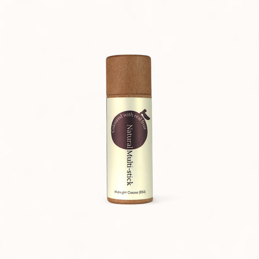Midnight Cocoa Multi-Stick – natural fruit pigmented cream stick for lips, cheeks, and eyes in dark chocolate plum