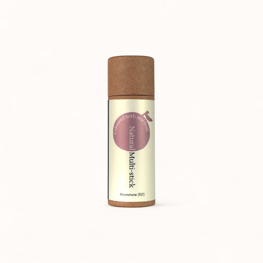 Front view of Moonstone Natural Multi-Stick by Naturally Wyld – a vegan, fruit-pigmented makeup stick with a luminous rose shimmer for lips, cheeks, and eyes.