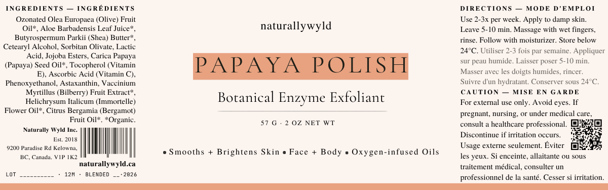 Papaya Polish botanical enzyme exfoliant label