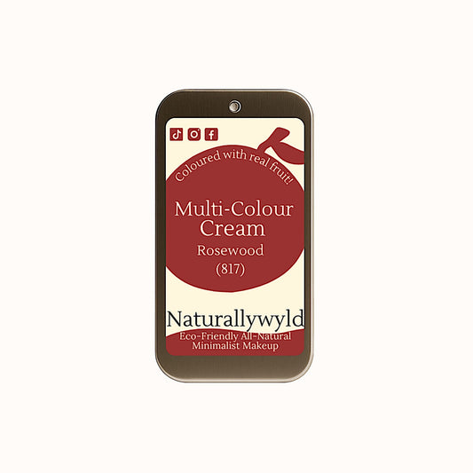 Rosewood multi-use cream in reusable tin – plastic-free, all-natural colour for lips, cheeks, and eyelids