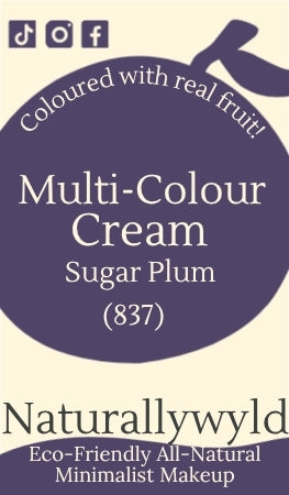 Sugar Plum Multi-Colour Cream label – vegan fruit-pigmented natural makeup for lips, cheeks, and eyes