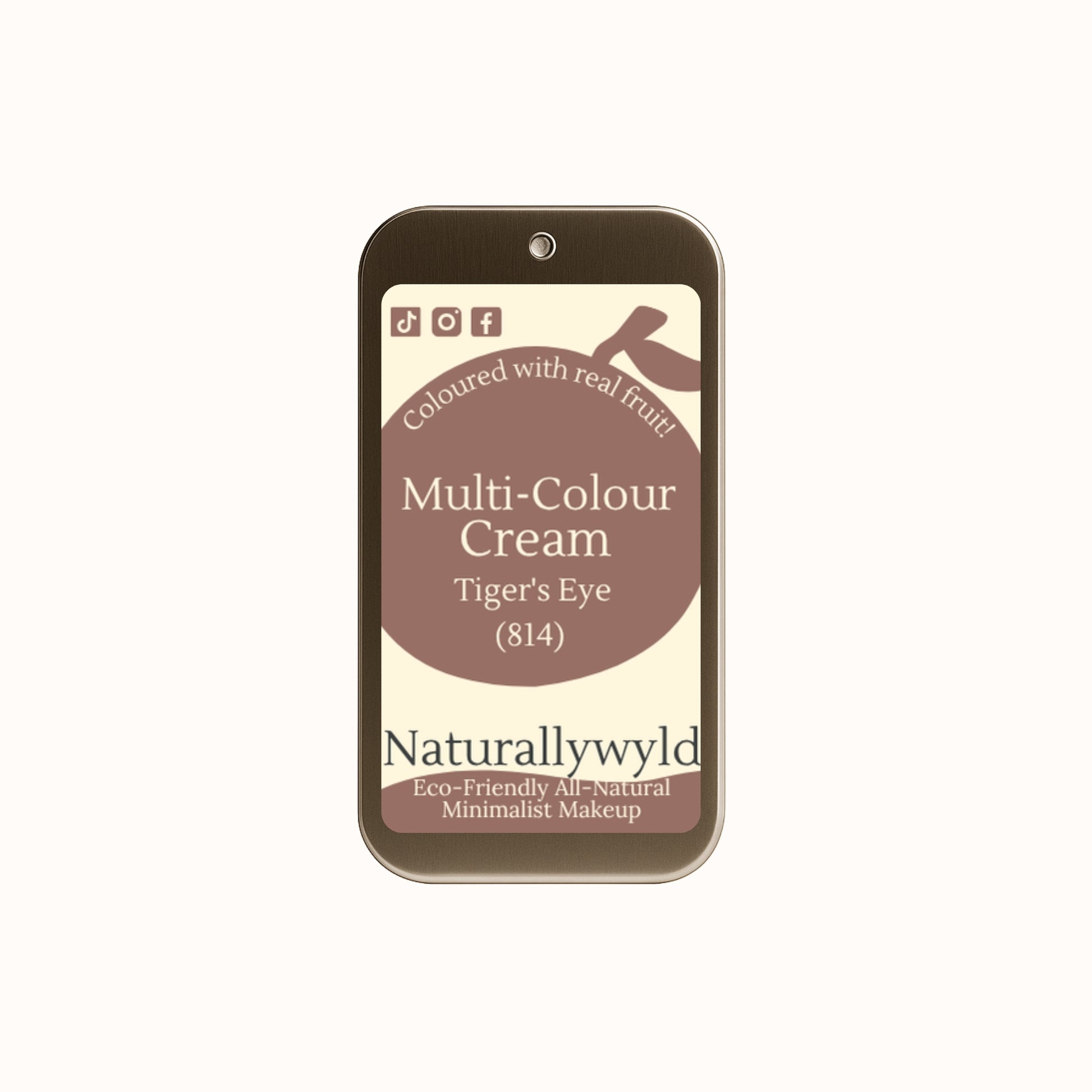 Tiger’s Eye 5g natural colour cream in metal tin – multi-use balm for lips, cheeks, and eyes