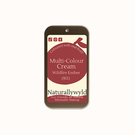Wildfire Ember bold vegan cream colour – fiery red-orange balm in eco-friendly 5g tin