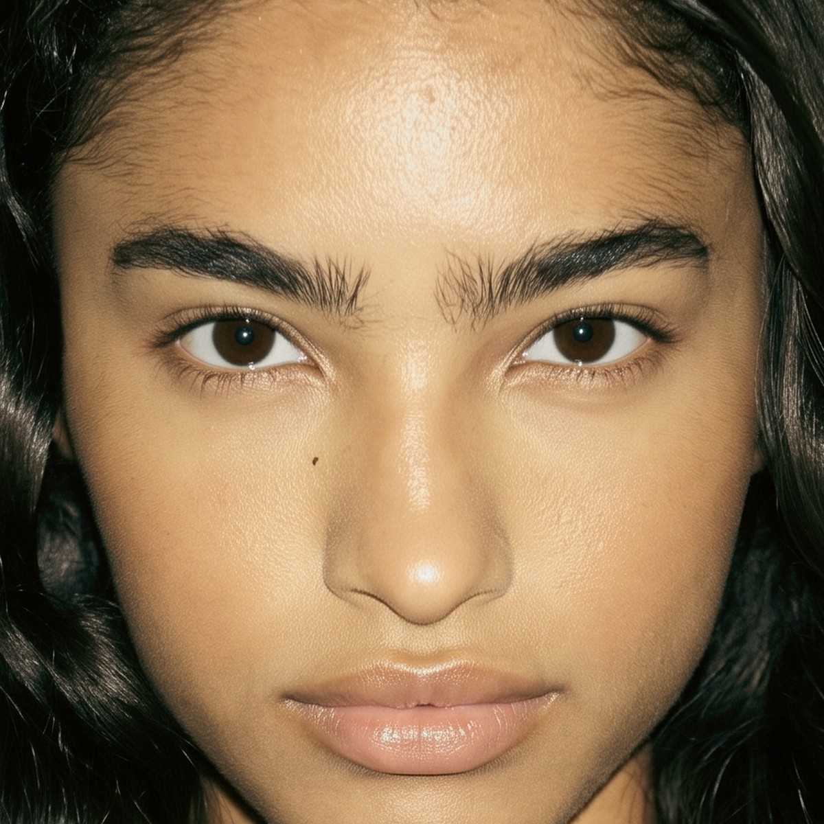 Model wearing MYCO Foundation 614 Light Warm - vegan mushroom-powered foundation for light warm skin