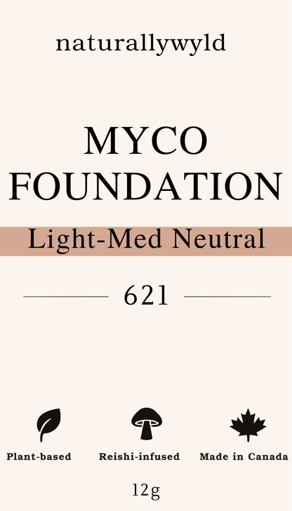 MYCO Foundation shade 621 label – Light-Medium Neutral, Naturally Wyld ingredient list