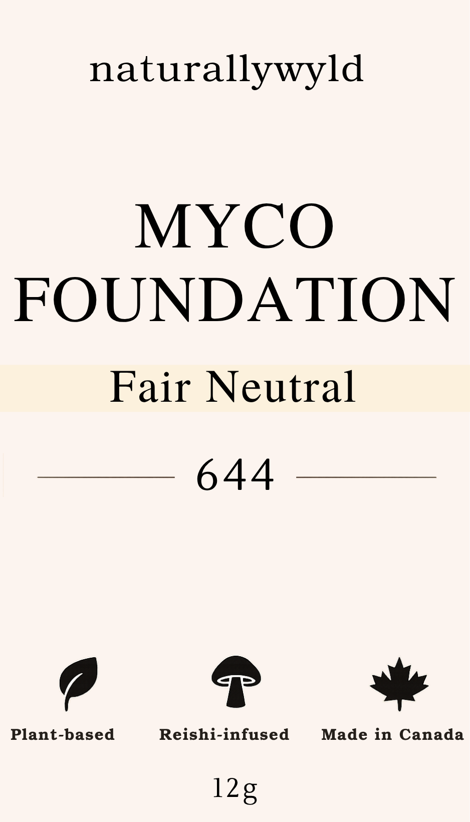 MYCO Foundation 644 Fair Neutral label with reishi and tremella mushroom