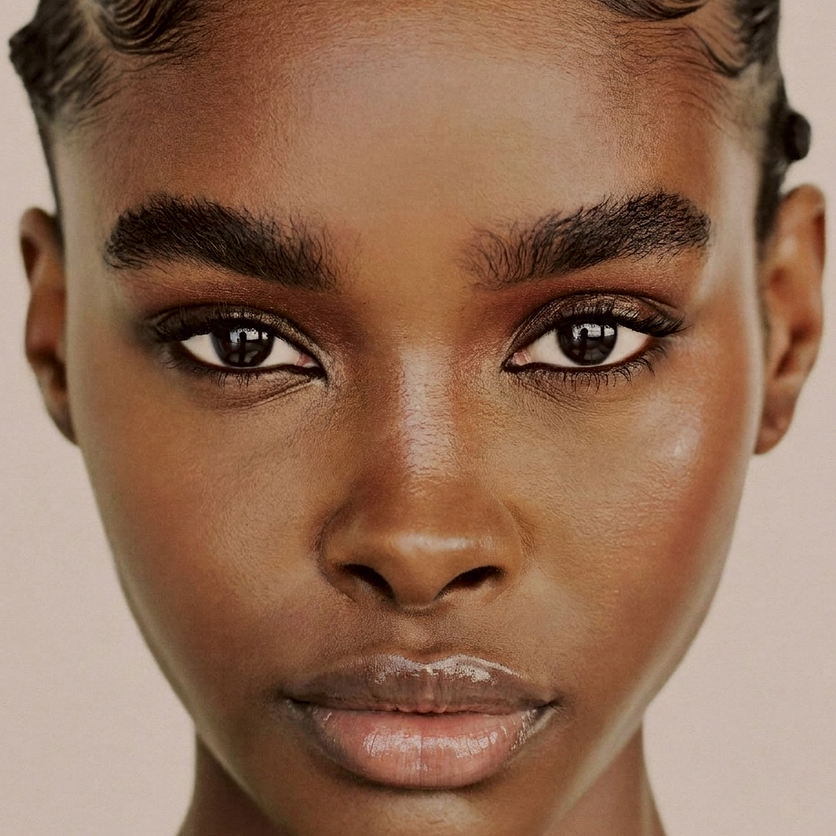 Model wearing MYCO Foundation 647 Tan Warm - vegan mushroom-powered foundation for tan warm skin