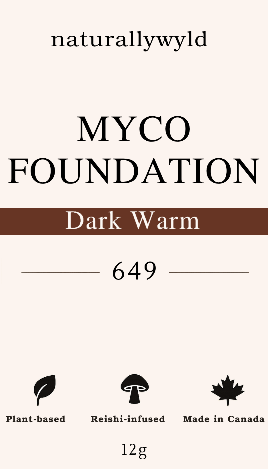 MYCO Foundation shade 649 Dark Warm label