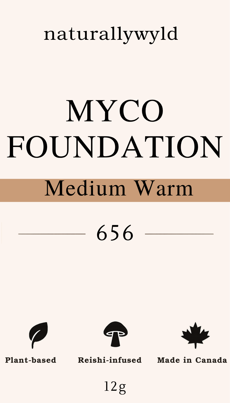 MYCO Foundation 656 Medium Warm label with reishi and tremella mushroom