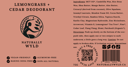 Lemongrass + Cedar All-Natural Deodorant (75g)