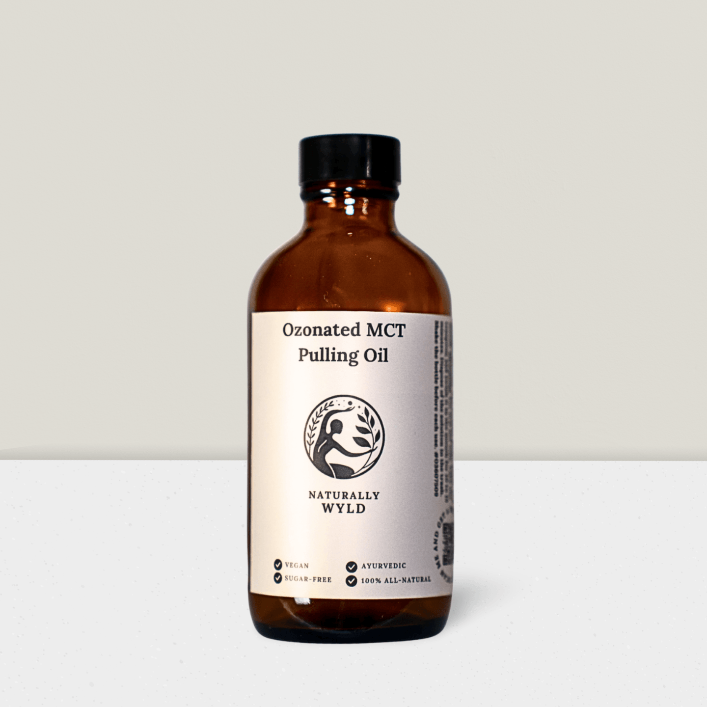 Naturally Wyld Ozonated MCT Pulling Oil. Front Label, Ozonated oils, ozonated pulling oil