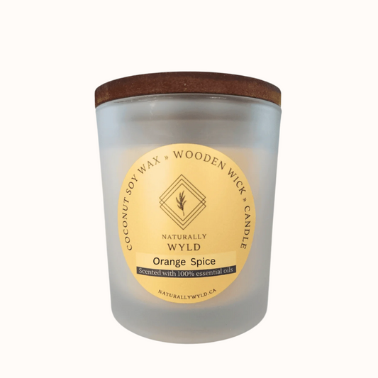 Naturally Wyld Orange Spice Coconut Soy Wax Wooden Wick Candle. Fragrance-Free Wood Wick Candles, Essential Oil Infused Candles, Clean Candles, Zero Fragrance Soy Candles, Canadian Natural Wooden Wick Candles 