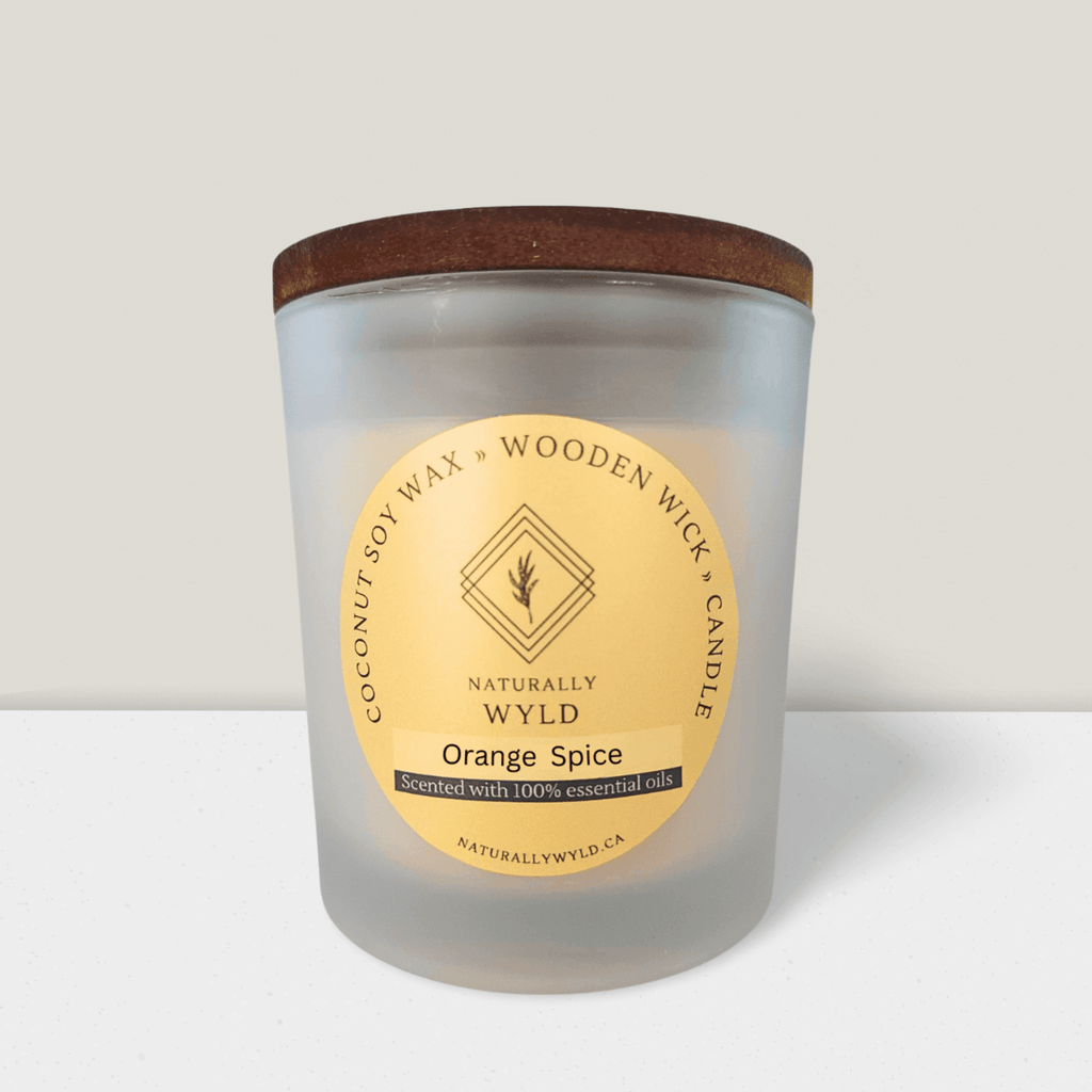 Naturally Wyld Orange Spice Coconut Soy Wax Wooden Wick Candle. Fragrance-Free Wood Wick Candles, Essential Oil Infused Candles, Clean Candles, Zero Fragrance Soy Candles, Canadian Natural Wooden Wick Candles 