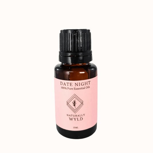 Naturally Wylds Date Night essential Oil Blend. Aromatherapy for romance. 100% essential oils, pure essential oils, Canadian made, Kelowna BC.