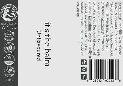 Unflavoured, All-Natural Lip Balm, Eco-Friendly 10g Tube (2x the size)