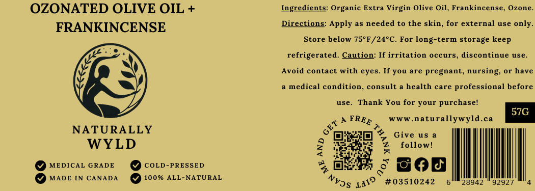 Ozonated Olive Oil Plus Frankincense Label 