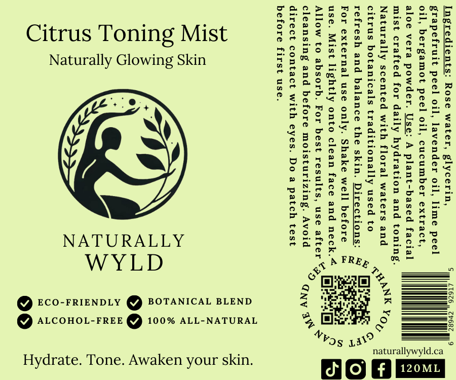 Citrus Toning Mist - Botanical Face Mist with Rose Water, Aloe & Cucumber (120ml)