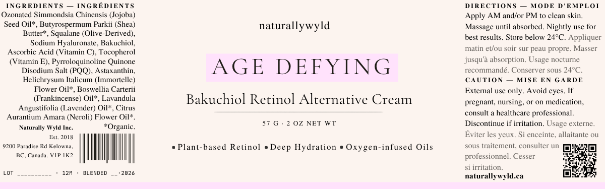 Age Defying bakuchiol retinol alternative cream label