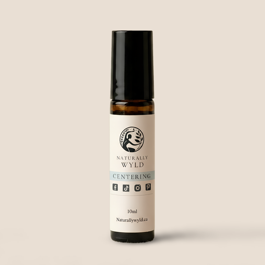 Centering essential oil roll-on in 10ml amber glass bottle by Naturally Wyld