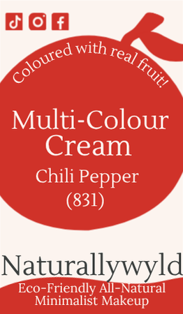 Chili Pepper multi-colour cream label with full ingredients list by Naturally Wyld