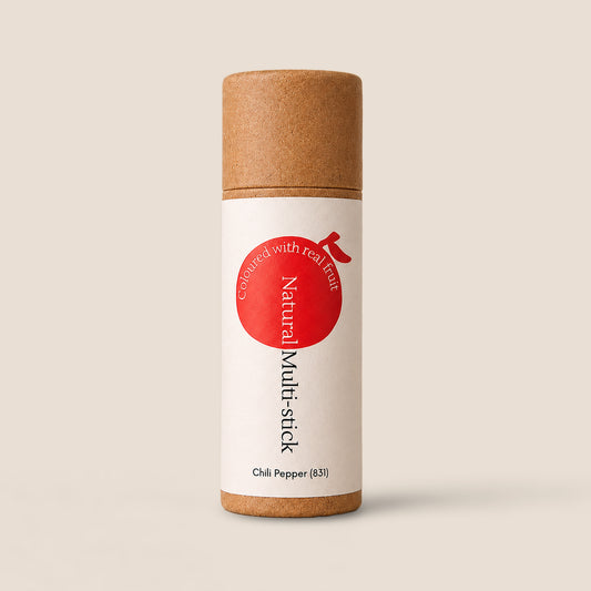 Chili Pepper Multi-Stick – warm red natural makeup for lips, cheeks, and eyes, handcrafted in Canada