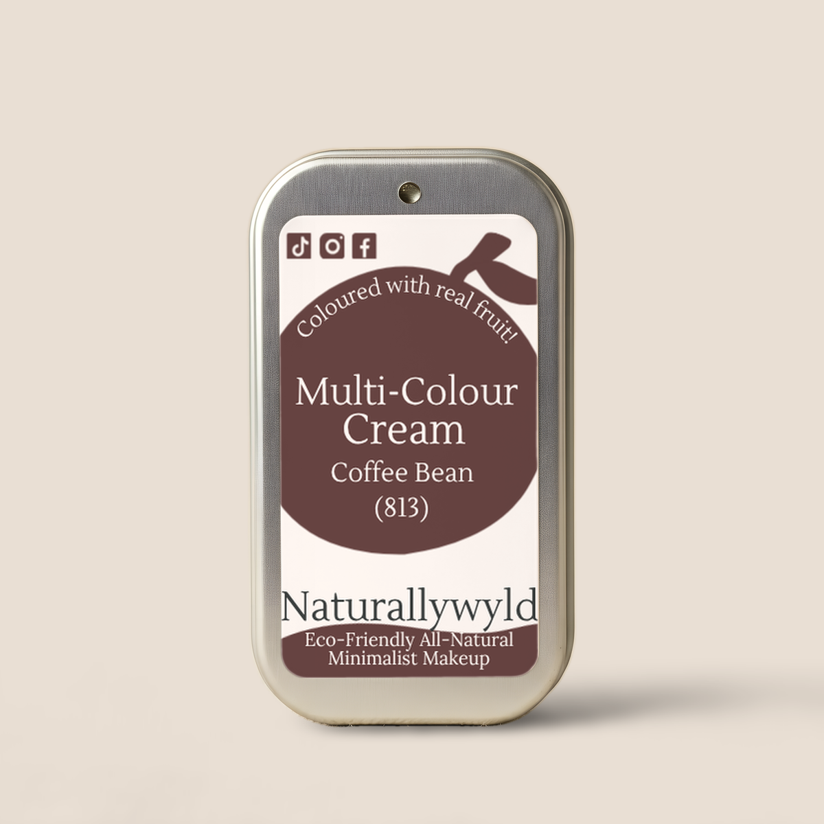 Coffee Bean fruit-pigmented multi-colour cream in metal tin by Naturally Wyld
