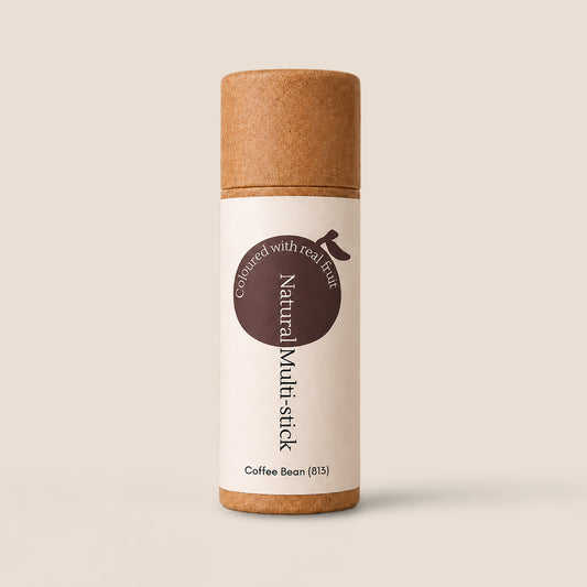 Coffee Bean Multi-Stick label – natural vegan lip, cheek, and eye colour made with fruit pigments