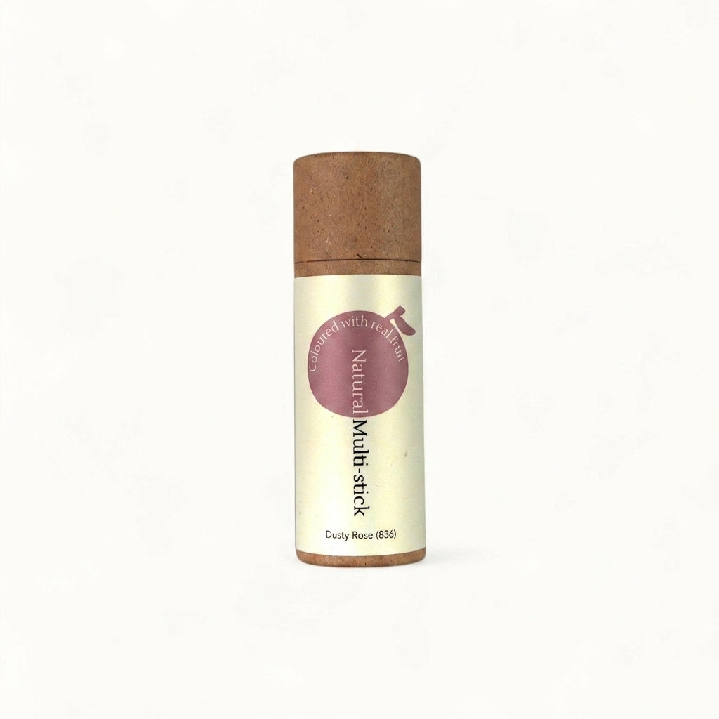 Dusty Rose fruit pigmented multi-stick – natural vegan cream stick for lips, cheeks, and eyes