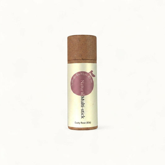 Dusty Rose fruit pigmented multi-stick – natural vegan cream stick for lips, cheeks, and eyes