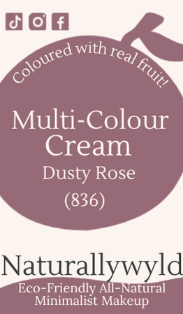 Dusty Rose multi-colour cream label with full ingredients list by Naturally Wyld