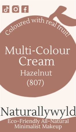 Hazelnut multi-colour cream label with full ingredients list by Naturally Wyld