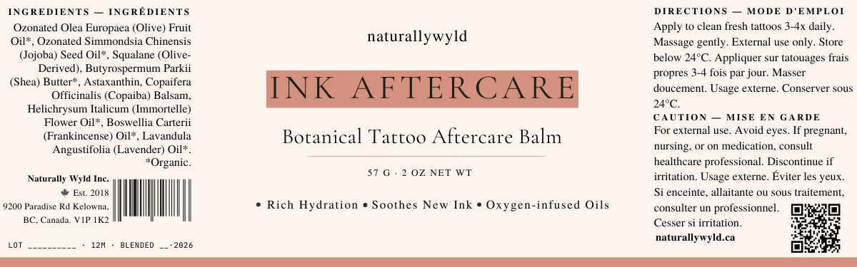 Ink Aftercare botanical tattoo aftercare balm label