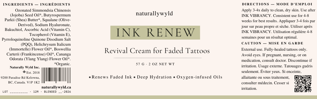 Ink Renew revival cream for faded tattoos label