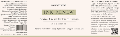 Ink Renew revival cream for faded tattoos label