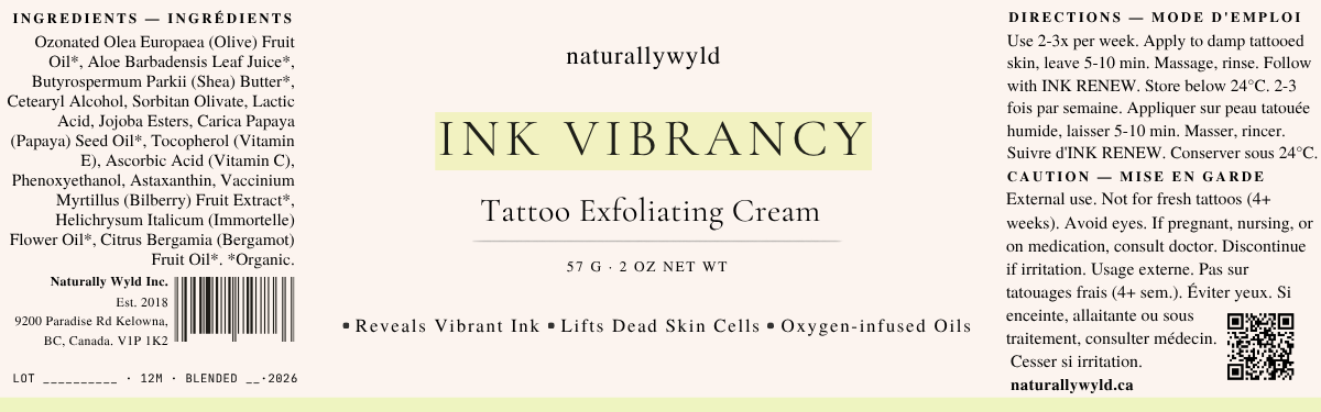 Ink Vibrancy tattoo exfoliating cream label