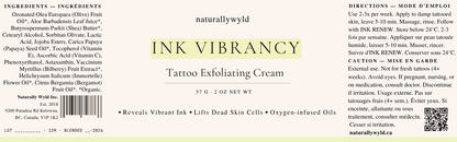 Ink Vibrancy tattoo exfoliating cream label