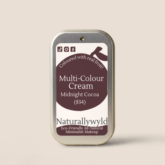 Midnight Cocoa fruit-pigmented multi-colour cream in metal tin by Naturally Wyld