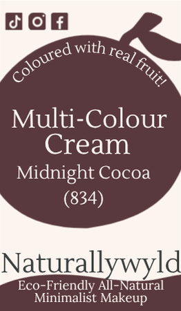 Midnight Cocoa multi-colour cream label with full ingredients list by Naturally Wyld