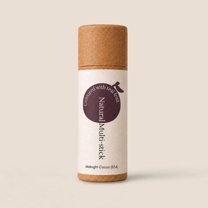 Midnight Cocoa Multi-Stick – natural fruit pigmented cream stick for lips, cheeks, and eyes in dark chocolate plum